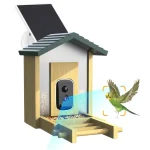 STLF 4K AI Bird Feeder CamerassWaterproof Solid Pattern Outdoor Bamboo Bird Feeder Smart Solar Energy Powered Wood Automatic