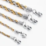 High Quality 2/3/4/5MM Classic Twisted Rope Chain Stainless Steel Necklace No Fade Fashion Jewelry Accessories For Men Women 3