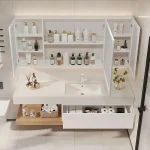 Bathroom Furniture Full Set Vanity With Sink Modern Bathroom Cabinet And LED Intelligent Defog Mirror Cabinet Set Large Storage 5
