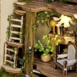 Wooden Miniature Doll House 3D Puzzle Assembly Building Model Kit Small Room Toys Home With Furniture Lighting Wooden Craft Gift 4