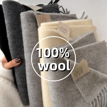 Winter Narrow Scarf 28 Color 100% Wool Scarf Hot Selling Solid Color Scarf Men's and Women's Universal Warm and Cold proof Scarf