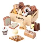 Wooden Pretend Play Kitchen Toys Cutting Food Accessories Set Fruit Vegetable Bakery Meat fish Early Educational Cognition Toys