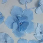 2025 Blue 3D Flower Lace Fabric With Pearls High Quality French Embroidery Tulle African Fabric For Wedding Party Dress Sewing 3