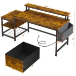 57" Office Desk with Drawers and Printer Space,Computer Desk with Power Outlets,Home Office Desks with File Drawers, Customized 2