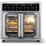 Kitchen Elite 16 Quart French Door Air Fryer Oven Family Size Countertop Convection Cooker with LED Display Stainless Steel Ide