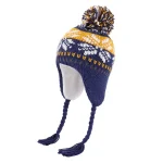 Multi Stripe Snowflake Knit Pom Handmade Winter Warm Beanie Kids Chullo Xmas Fleece Lined Ski Trapper Hat Toque with Ear Flaps 6