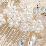 Fashion Crystal Flower Hair Combs Clips Bridal Wedding Hair Accessories for Women Bride Headpiece Hairpins Bridesmaid Jewelry 5