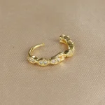 1PC 18K Gold Plated Stainless Steel Round Circle Earrings for Women Teens Cubic Zircon Star Leaf Hoop Earrings Piercing Jewelry 6