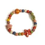 Handmade Colorful Starfish & Seashell Ceramic Beaded Bracelet Boho Beach Jewelry Elastic Wristband for Women & Teens S001186 5