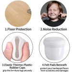 16PCS Transparent Table Chair Leg Protectors Caps Round Square for Furniture Foot Legs Cover Floor Protector with Felt Bottom 5