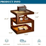 Solid Wood Nightstand with LED Light, Modern 3 Tier Bedside Table with Open Storage, Small Side Table for Bedroom, Customized 2