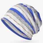 Women Spring Summer Autumn Thin Striped Beanies Slouchy Style Skullies Lady Knitted Bonnet Cap Men Sports Hiphop Pile Hat 4