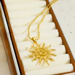 Spiral Sun Pendant Necklace for Women - 18K Gold Plated Hypoallergenic Stainless Steel, Daily Wear & Boho Gift Ideas Jewelry 4