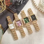 2025 Fashion Women's Quartz Watch Simple Square Silver Gold Gold Plated Women's Watch Corporate Alloy Folding Clock Holiday Gift