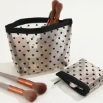 Nylon Mesh Cosmetic Bag Zipper Heart Shaped Toiletry Organizer Makeup Bags Multifunctional Women Lipstick Key Coin Purse Pouch 5