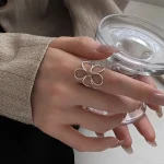 925 Sterling Silver Rings for Women Couple Minimalist Handmade Simple Big Flower Ring Party Jewelry Gift Prevent Allergy 2