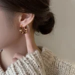 Vintage Dripping Oil U-shaped Earring for Women Simple Hoop Earrings Temperament Personality All-matching Jewelry Female 2024 4
