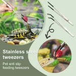 2pcs Bent Tip Tweezers For Crafts Stainless Steel Straight And Curved Nippers Tweezers Feeding Tongs For Reptile Lizards Spider 2