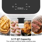 3QT Air Fryer, Small Air Fryer with Digital PP Touch Panel, White 4