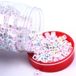 100pcs Rainbow Rubber Band Accessories Manual Diy White Letter Beads Acrylic Beads Children's Educational Toys 0.6cm  Loom 3