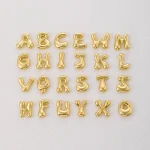 Golden Color Stainless Steel Initial Necklace for Women Girls Chunky Bubble Letter Pendant Necklaces Trendy Collar Jewelry Gift 5