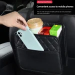 Multifunctional Car Seat Storage Bag Leather Auto Organizer Garbage Bag Universal Fit For Most Car Models 2