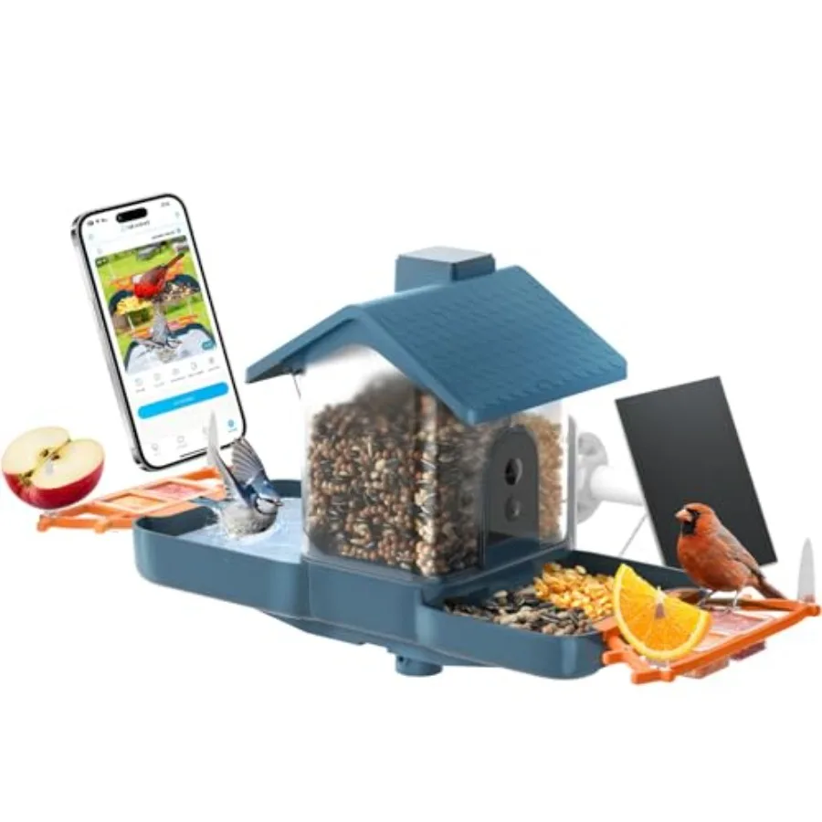 Outdoor Bird Feeder with Camera and Bird Bath Dual-Lens 2K HD Video AI Identification Solar Powered Instant Alerts IP66 Weather Outdoor Bird Feeder with Camera and Bird Bath Dual-Lens 2K HD Video AI Identification Solar Powered Instant Alerts IP66 Weather