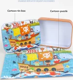 Hot New 60 Pieces Wooden Puzzle Toys for Children Cartoon Vehicle Animal Wood Jigsaw Baby Learning Educational Toy Kids Gift 5
