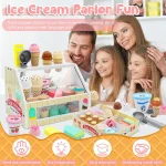 Ice Cream Counter Playset For Kids Montessori Pretend Play Food Toys Kitchen Accessories With Coin Role Play For Kids Girls Boys 2