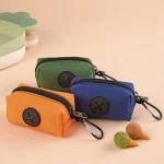 Canvas Dog Poop Bag Holder, Outdoor Pet Waste Bag Dispenser with Carabiner Clip, Animal Waste Collection Pouch 3