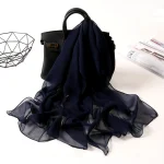 Women Foulard Gradient Solid Color Chiffon Georgette Scarf Bandana Elegant Long Shawl Hijab Summer Sun Protection 4