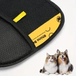 Upgrade Edition Large Pet Static Hair Removal Gloves - Black Polypropylene Cat Grooming Gloves with Yellow Accents 5