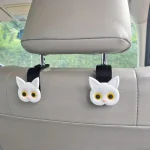 2pcs Adorable 3D Cartoon Cat Car Seat Headrest Hooks - Universal Vehicle Storage Organizer for Handbags, Purses, Coats - Cute Ca 6