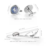 Luxury Cufflinks Tie Clip Set Man Shirt Cufflinks For Mens Wedding Guests Gift Blue Horse Men Cuffs Tie Clips Copper Wed Jewelry 2