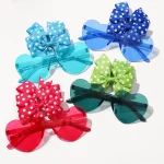 3Pcs/Pack Solid Dot Hair Bows Clip Girls Boutique Bowknot Hair Clips Kids Colorful Heart Sun Glasses Children Hair Accessories 2