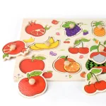 Montessori Wooden Puzzles Hand Grab Boards Toys Tangram Jigsaw Baby Educational Toys Cartoon Vehicle Animals Fruits 3D Puzzles 4
