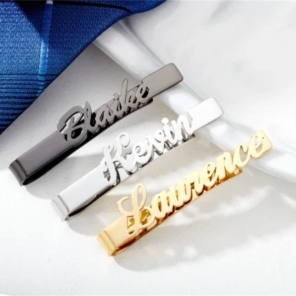 Custom Name Tie Clips Stainless Steel Nameplate Jewelry Personalized Letter Clasp Cufflinks Steamship Wedding Gift Dropshipping