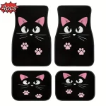 4 PCS Car Retro Cartoon Cat Black Nordic Windmill Carpet Four-piece Anti-fouling Floor Mat 5