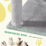 JHK 44In Cat Tree Tall Multi-Cat Climbing Tower for Pet Furniture Natural Sisal Scratching Posts Stable Pet House for Indoor Cat 6