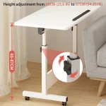 Small Standing Rable Adjustable Height Mobile Stand Up Desk With Wheels, Home Office Computer Workstations, 80x40cm Tabletop 2