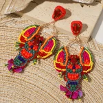AENSOA Bohemian Starfish Lobster Conch Seed Bead Drop Earrings for Women Handmade Ocean Animal Earrings Summer Beach Jewelry 2