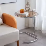 Nordic Glass Coffee Tables Living Room Furniture Side Table Balcony Stainless Steel Lifting Tea Table Transparent Bedside Tables 4