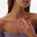 Boho Fashion Jewelry Women Dainty 14 K Gold Necklaces White Gold Plated CZ Lariat Necklace for Women Christmas Gift Fine Jewelry 6