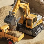 Alloy Remote Control Excavator Toy Car with Lights Sound Effect Electric Excavator Automobile Engineering Vehicle Children Gifts 2