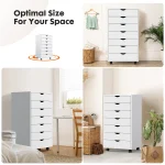 JHK 7 Drawer Chest Dressers Nightstand Storage Cabinet Wooden File Office Mobile Cabinet Wheels Living Room Organizer Rolling 3