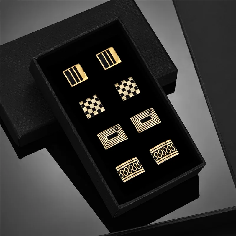 4 Pair Cufflinks For Mens With Gift Box Man Shirt Cufflinks Wedding Guests Gifts Men Gift For Husband Business Tie Clip T0204022 4 Pair Cufflinks For Mens With Gift Box Man Shirt Cufflinks Wedding Guests Gifts Men Gift For Husband Business Tie Clip T0204022