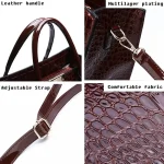 Luxury Vintage Women's Crocodile Pattern Handbag Large Capacity Tote Bag Leather Business Shoulder Bag For Female 5