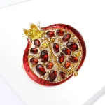 Beaut&Berry Luxury Rhinestone Pomegranate Brooches for Women Enamel Fruit Plant Pins Casual Party Accessories New Gifts Friends 3