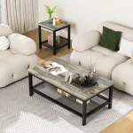 3 Piece Living Room Table Set Industrial Coffee Table with 2 Square End Tables Metal Frame for Apartment Home Office ,Customized 6