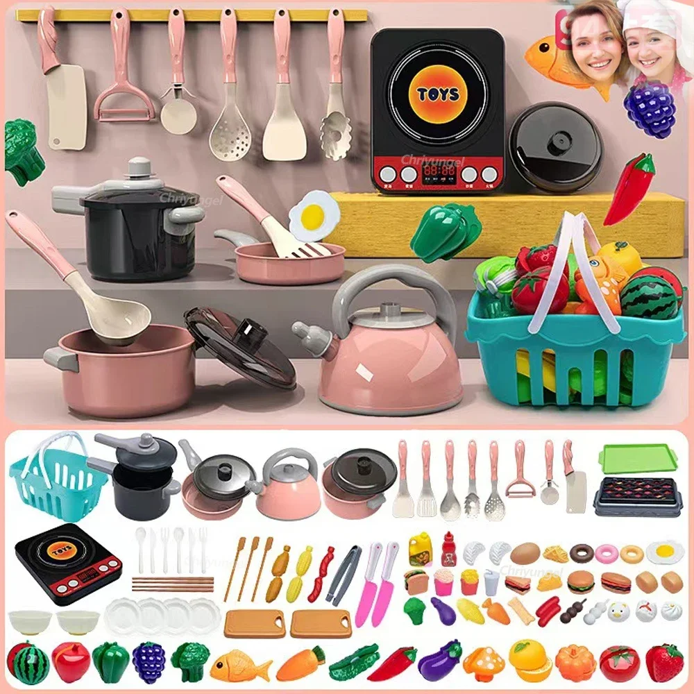 Kids Kitchen Toys Set 92/69/59 PCS Play Kitchen Accessories Kit with Play Pots Pretend Food Cooking Toy Toddler Girls Boy Gift Kids Kitchen Toys Set 92/69/59 PCS Play Kitchen Accessories Kit with Play Pots Pretend Food Cooking Toy Toddler Girls Boy Gift
